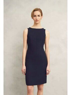 HOBBS London Navy Blue Sleeveless Lined Sheath Dress US Size 10 Classic Timeless